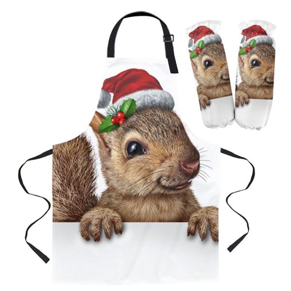 

aprons squirrel cute christmas hat apron kitchen baking accessories home cooking for men women