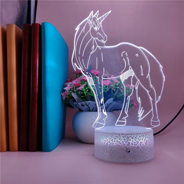 

cute night light 3d led unicorn nightlight acrylic table lamp bedside color changing kids child birthday gift atmosphere decor