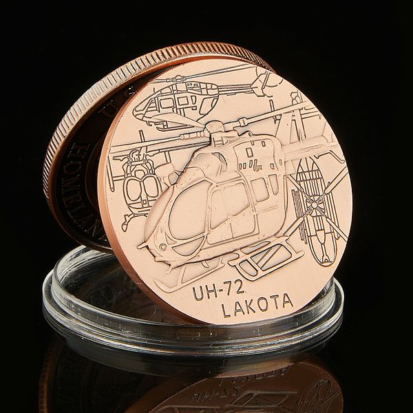 

usa army uh-72 craft lakota american bronze plated 1oz military challenge coin novelty gifts
