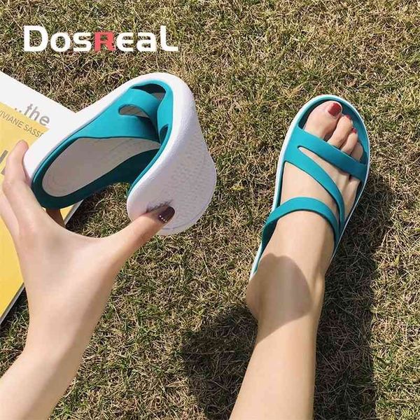 

dosreal slippers summer slides home fashion jelly shoes female soft sole slip on women sandals flat casual shoe 210310, Black