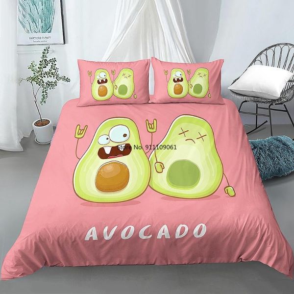 

bedding sets cartoon fruit avocado quilt cover  full king single size duvet bedclothes comfortable