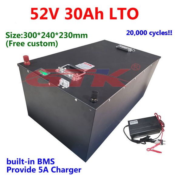 Batteria GTK 52V 40AH LTO con pacco batteria al litio BMS per 48v 5000w AGV scooter bici triciclo inverter golf cart barca + caricabatterie 5A