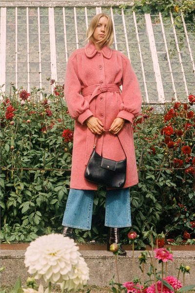 

women's wool & blends 2021 autumn winter long button coat pink tweed, Black