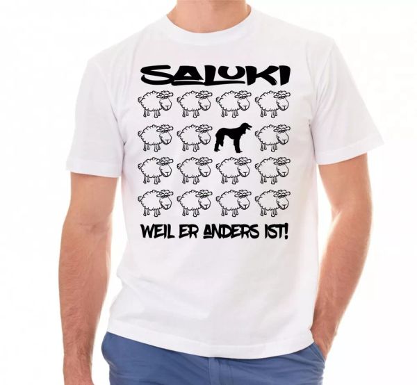 

saluki t-shirt black sheep men dog dog motif, White;black