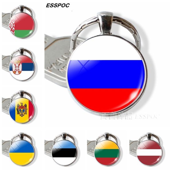 

2021 new keychains russia flag keychain eastern european country key chain ukraine belarus estonia latvia lithuania moldova jewelr, Silver