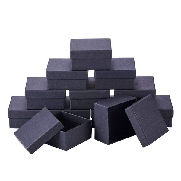 

cardboard jewelry boxes set gifts present storage display for necklaces bracelets earrings rings necklace square rectangle 211105, Black