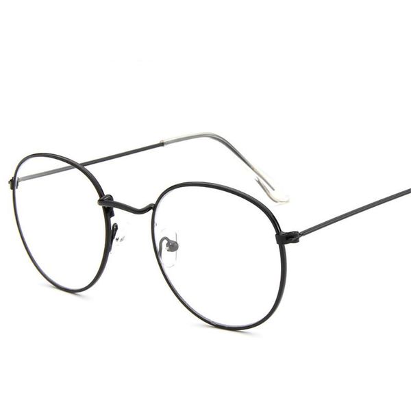 

fashion sunglasses frames metal round glasses frame woman men clear lens retro optical eyeglasses, Black