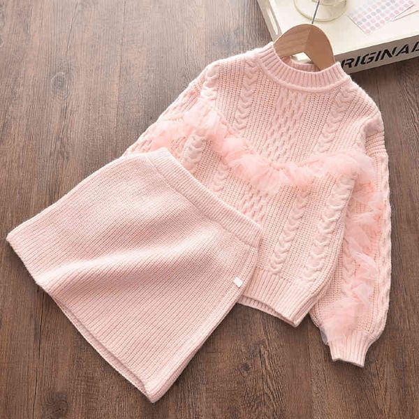 

melario baby girls clothes set autumn winter sweater and skirts for girl kids clothes children clothing knited clothes 210412, White