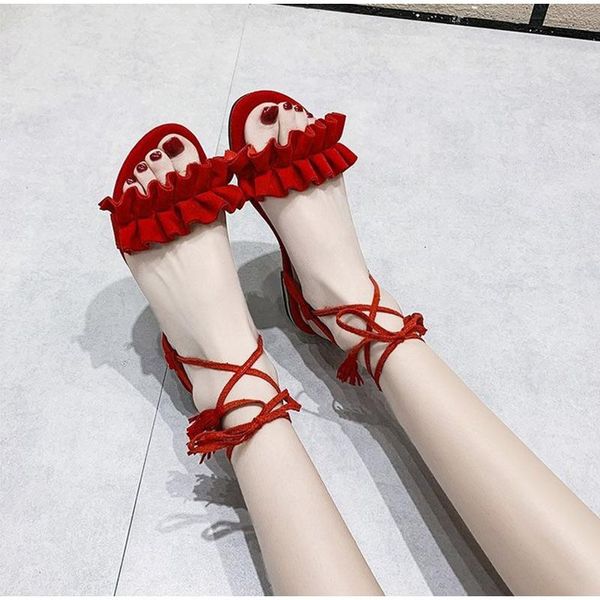 

fashion plus size footwear female shoe ladies lace up summer shoes woman rome drop women sandals tassle casual, Black