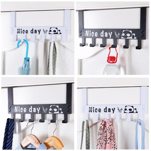 

hooks & rails over the door for hanging iron hanger rack with 6 nail-glue-hook detachable home storage shelf