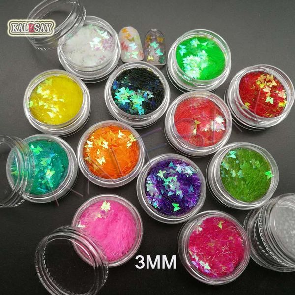 

nail art decorations glitter sequins 3mm butterfly cute 3d flakes holographic powder for polish manicure decoration nails supply, Silver;gold