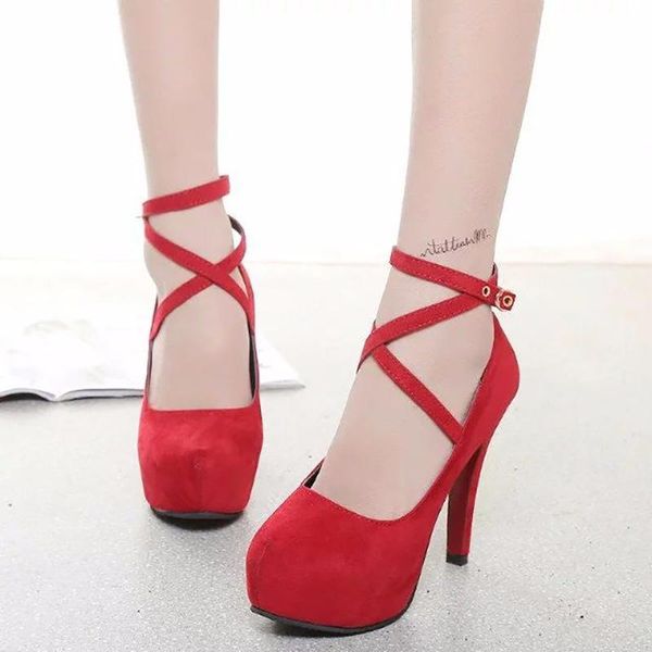 

dress shoes 2021 ladies high heels noble design cross bandage party female ankle strap fashion, Black