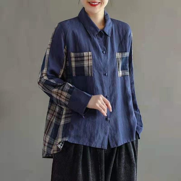 

dress spring/casual female autumn let loose turn-down collar long sleeve single blouse breasted cotton plaid slices shirt w59, Black;gray