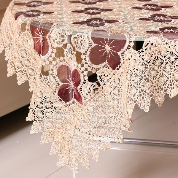

table cloth pastoral glass yarn hollow water-soluble household goods tea lace embroidered flag