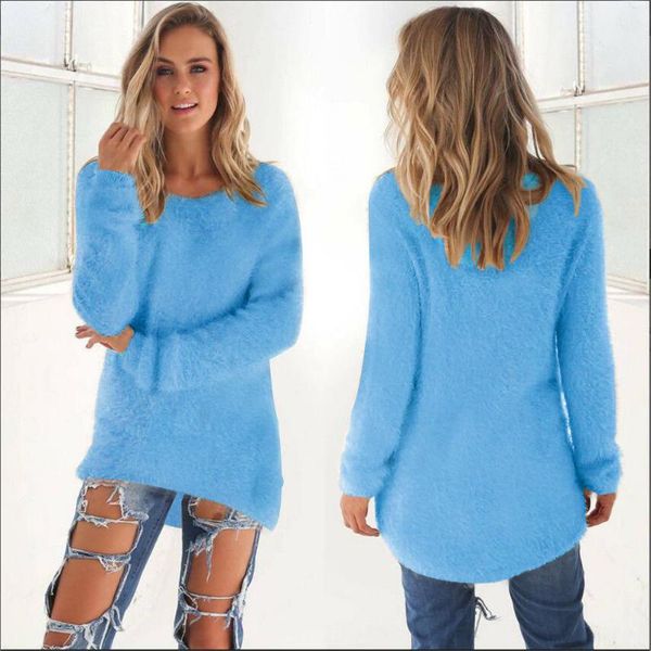 

women's sweaters autumn o-neck womens sweater fluffy thin female hedging loose spring pullover casual solid, White;black