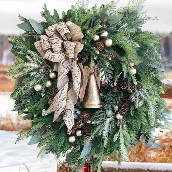 

decorative flowers & wreaths farmhouse christmas wreath with ring bell holiday front door hanging ornament decorations for home
