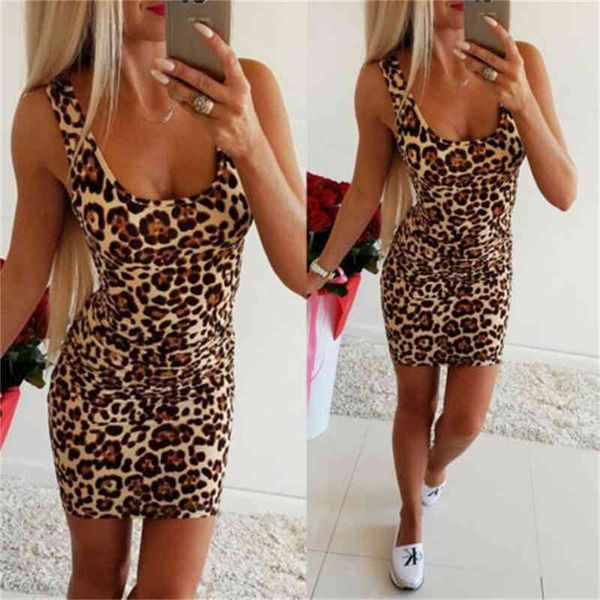 

casual dresses women sleeveless leopard print bodycon ladise evening party clubwear mini summer sfuq, Black;gray