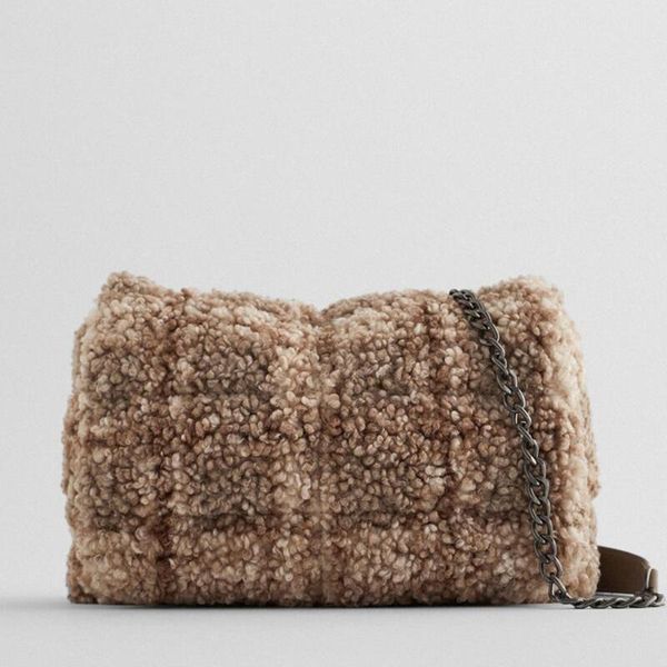 

winter fashion sweet girl square bag women shoulder bags soft plush women's designer handbag messenger cross body