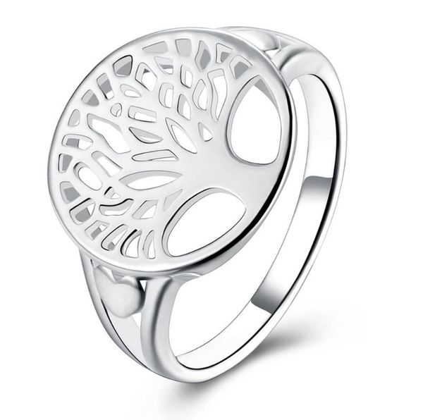 

wedding rings hollow personality wishing tree engagement of life ring carved fashion jewelery finger for men women gifts, Slivery;golden