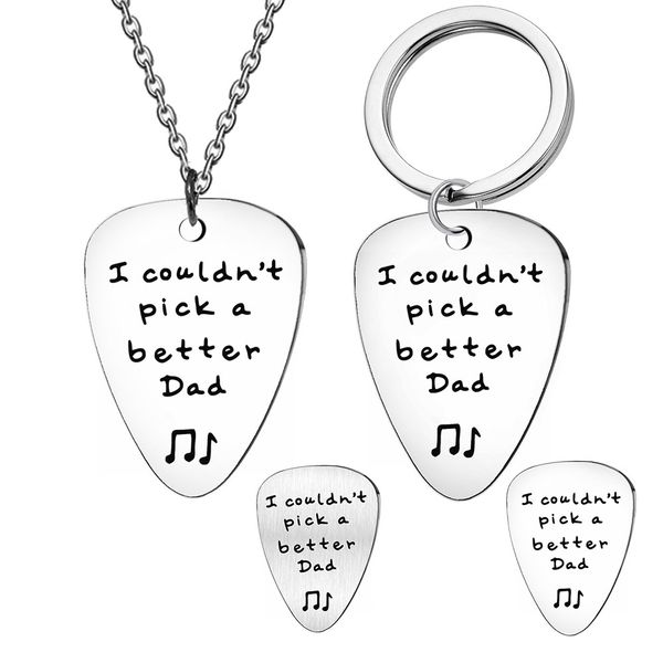 

dad necklace keychain guitar pick accessories european and american fashion jewelry gift stainless steel diy customized wholesale, Silver