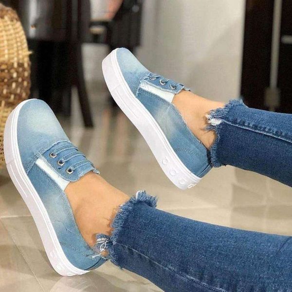 

single Casual shoes Large casual women's 2021 new European heavy sole denim elastic canvas IV89 Y5EU, Gray