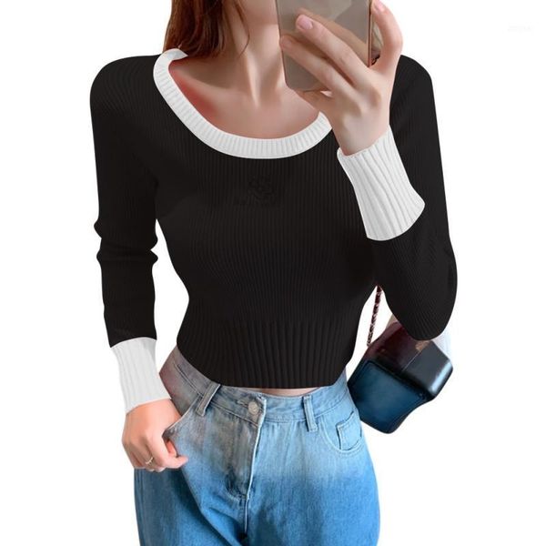 

women's sweaters autumn women o neck short knit sweater korean round pullover, White;black