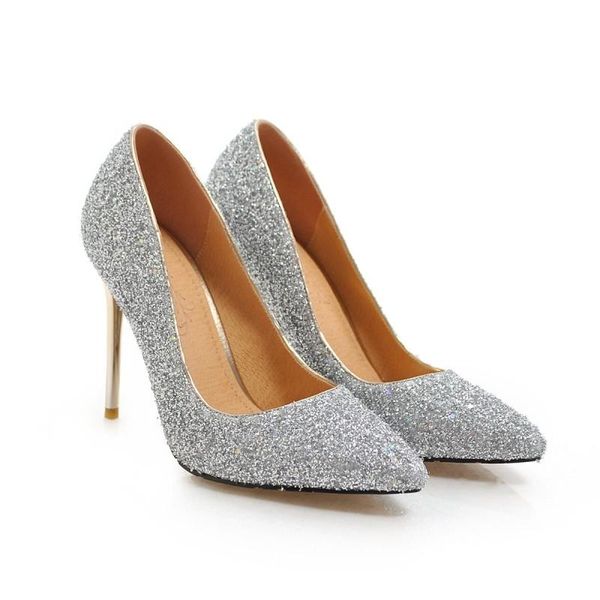 

dress shoes big sizepointed sequin high heels ladies women woman pumps, Black