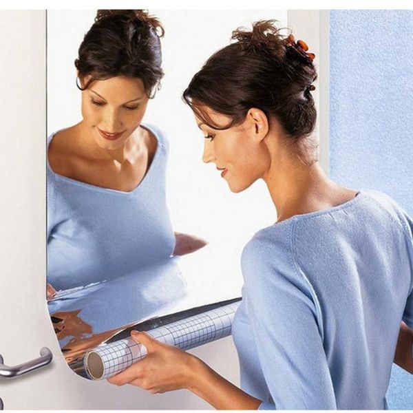 

wall stickers 1 pcs decorative self adhesive furniture film square mirror foil removable paste home decor