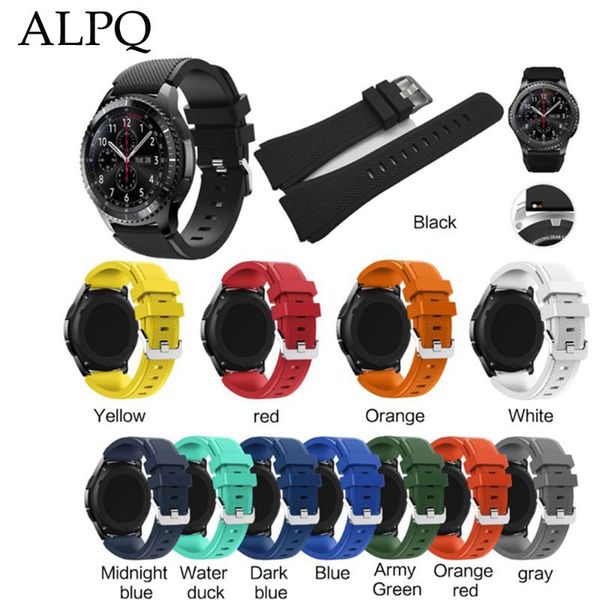 

watch bands alpq 22mm gear s3 sport silicone wrist strap replacement bracelet band for samsung watchband correa, Black;brown