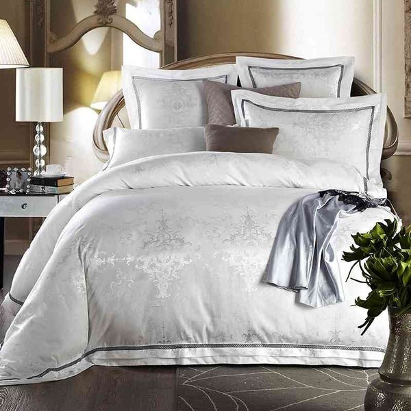 

luxury jacquard blue golden bedding  king size set satin europe style duvet cover bedspreads bed linen bedclothes
