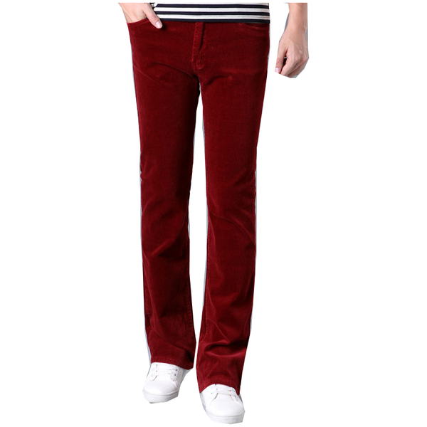 

men's pants corduroy trousers business casual slim horn white color red black novelty
