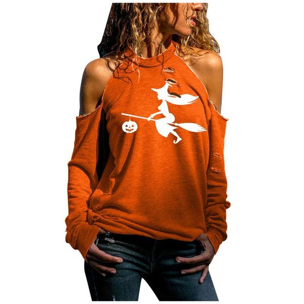 

women's blouses & shirts women casual off shoulder halloween hollow out long sleeve blouse shirt ropa camisas mujer ladies top, White