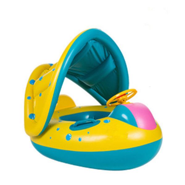 

swimming ring children's swimming boat inflatable seat circle with horn sunshade water toys