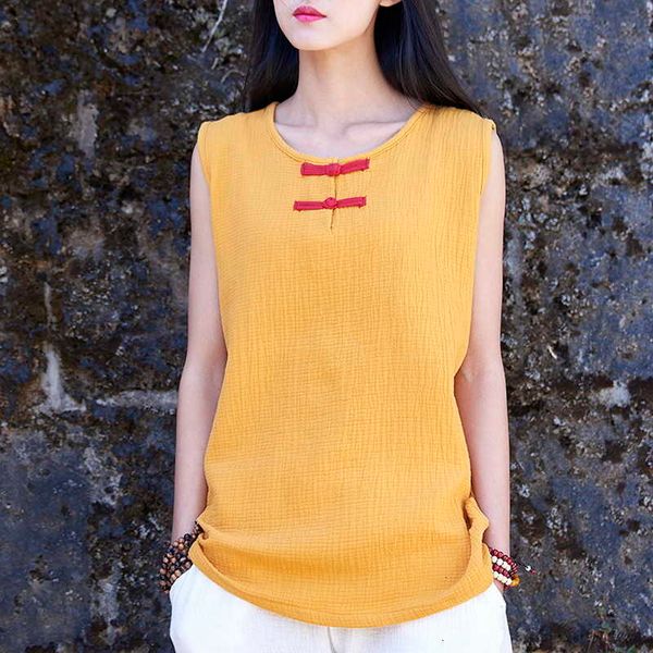 

women's tanks & camis primavera no vero algodo e linho retro boto colete das mulheres slidos moda casual coletes prova de meninas lt1r, White