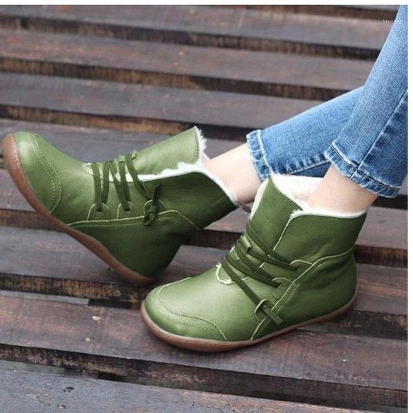 

boots 2021 women's snow for woman winter ankle warm fur slip on women leather footwear flat ladies female shoes big size1, Black