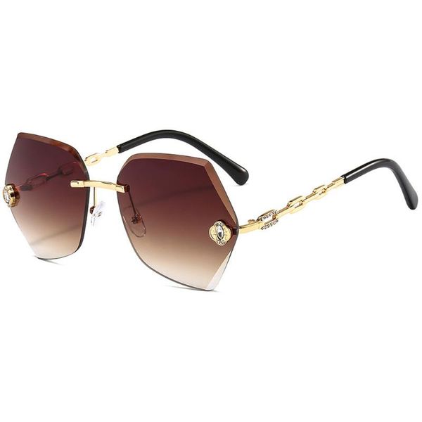 

sunglasses retro trendy trimming decoration women fashion gradient lens rimless eyeglasses outdoor street beat sun glasses, White;black
