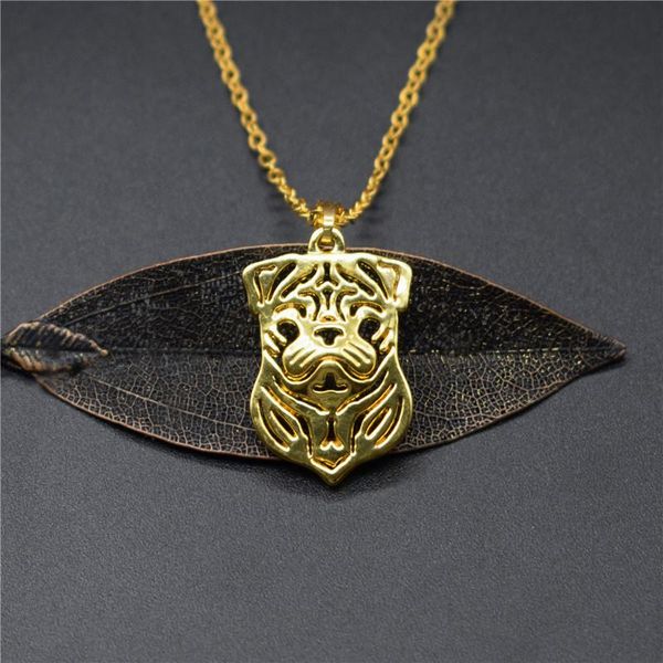 

elfin trendy pug necklaces gold color silver dog jewellery pendant women men