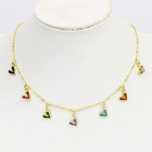 

pendant necklaces 5 pcs tiny heart layer necklace gold chain mix color crystal jewelry fashion 8516, Silver