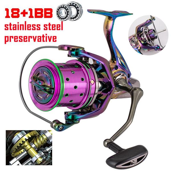 

diwa 18+1 ball bearing all metal 1000-12000 fishing reels carp salt water surf spinning reel feeder molinete casting high speed baitcasting