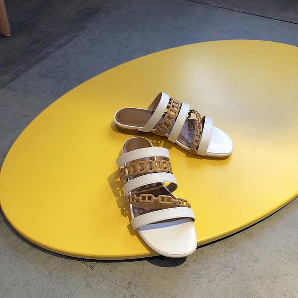 

slippers striped leather 2022 summer products women's sandals outdoor, Black