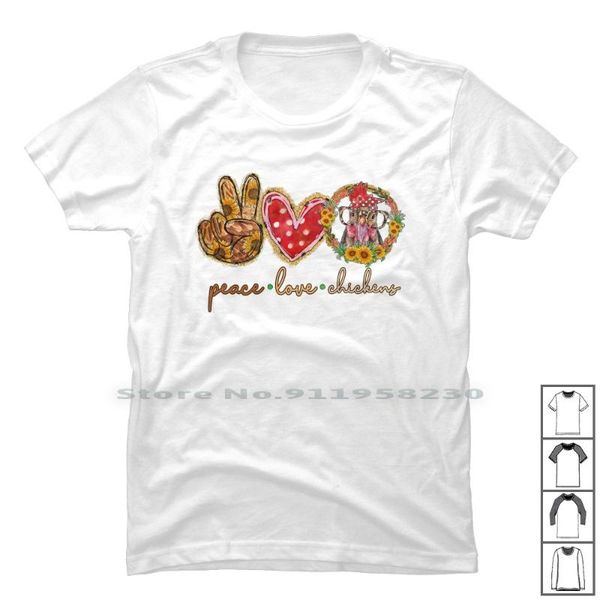 

men's t-shirts peace love chickens t shirt 100% cotton chicken chick chic pig ick egg cow chi ace op, White;black