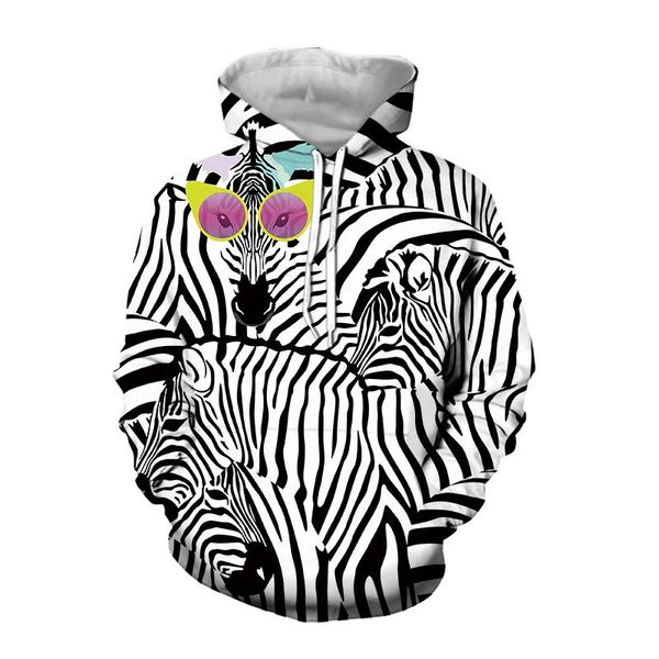 

men's hoodies & sweatshirts liasoso casual 3d print animal zebra men women sweatshirt harajuku hoodie boys girls pullovers, Black