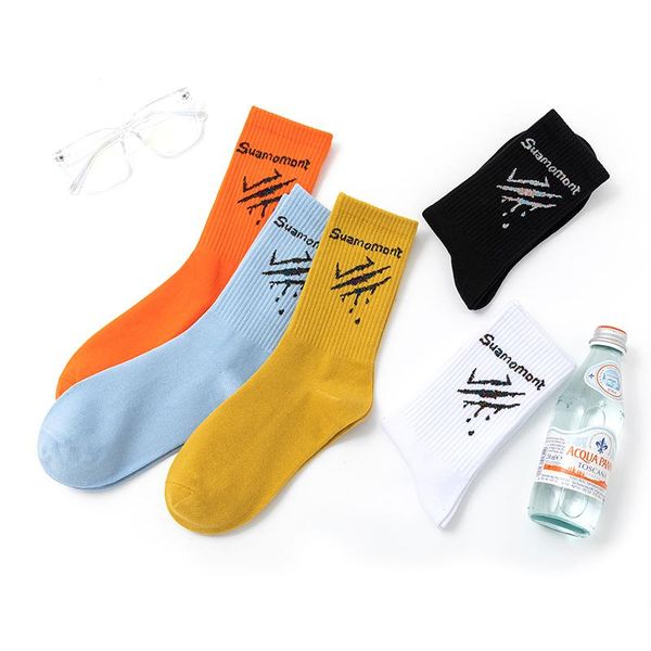 

men's socks crew street fashion spiny crucifix latin cross rood cotton gothic elastic punk black gift orange coconut cocoa palm tree