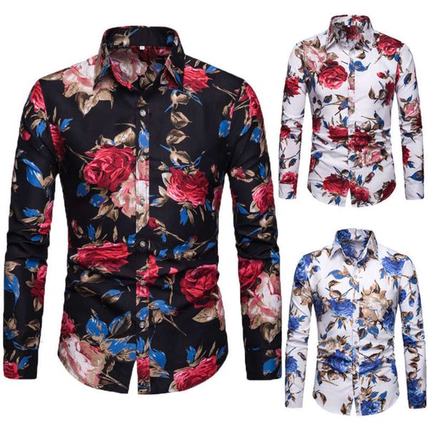 

men's casual shirts shirt spring and autumn oversize long sleeve printed fat brother men's wear kgx8 x68o, White;black
