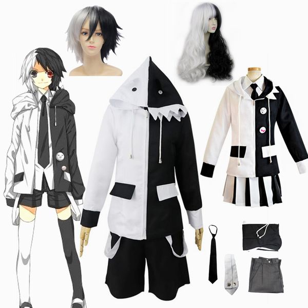 

anime costumes anime danganronpa v3 killing harmony monokuma coat shirt skirt tie socks set cosplay costume, Black