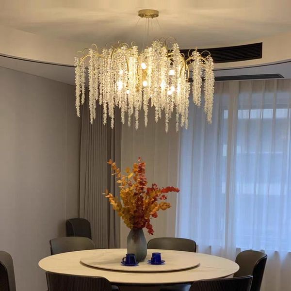 

pendant lamps modern luxury crystal copper art lights lustre duplex villa living room indoor lighting decor lamp hanging light fixture