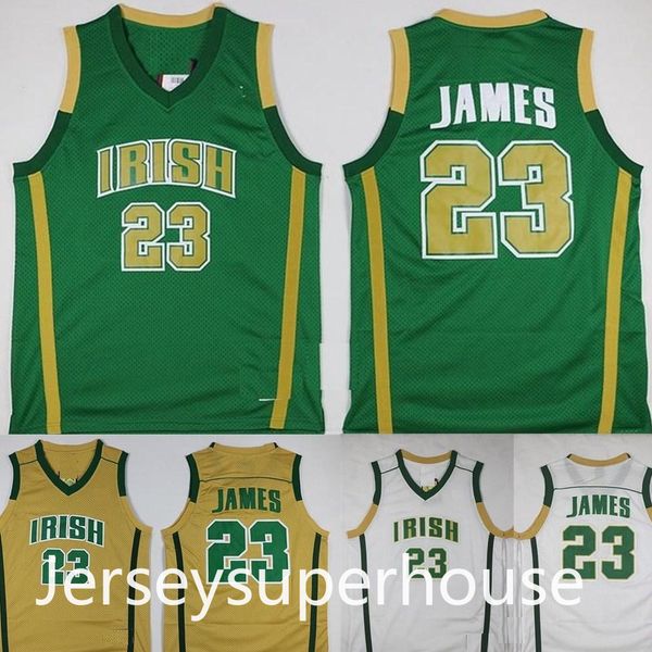 

mens lebron james st. vincent mary high school irish jerseys basketball shirts lebron james #23 stitched jersey shirts s-xxl, Black;red