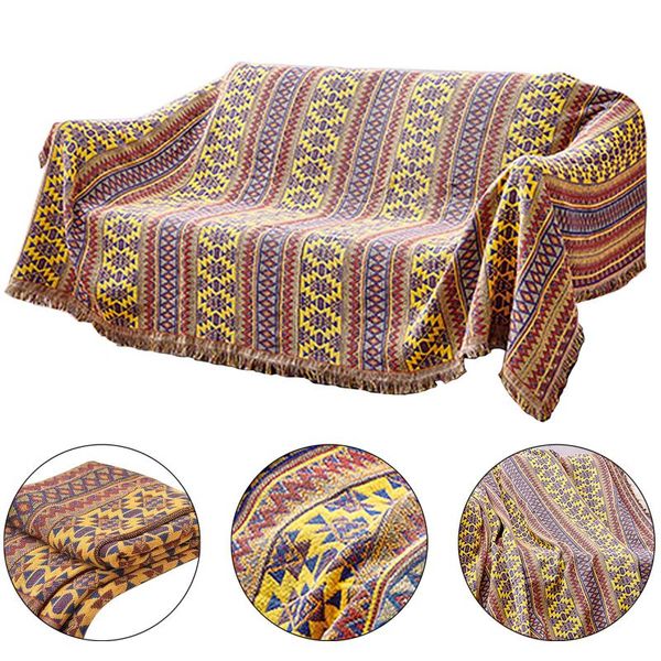 

blankets pure cotton woven bohemian blanket sofa bedspread patchwork knitted