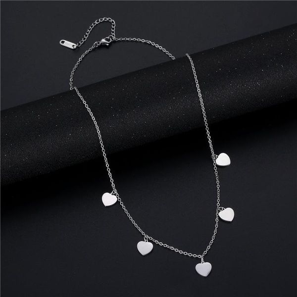 

pendant necklaces cute heart necklace for women stainless steel clavicle chain party femme birthday jewelry gift, Silver