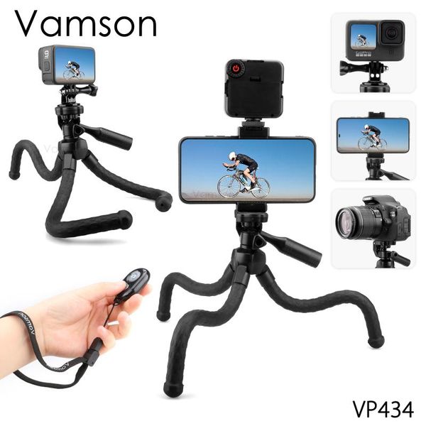 

vamson travel ocs flexible tripod with handle 49led fill light cell phone clip for action camera mobile vp434 tripods